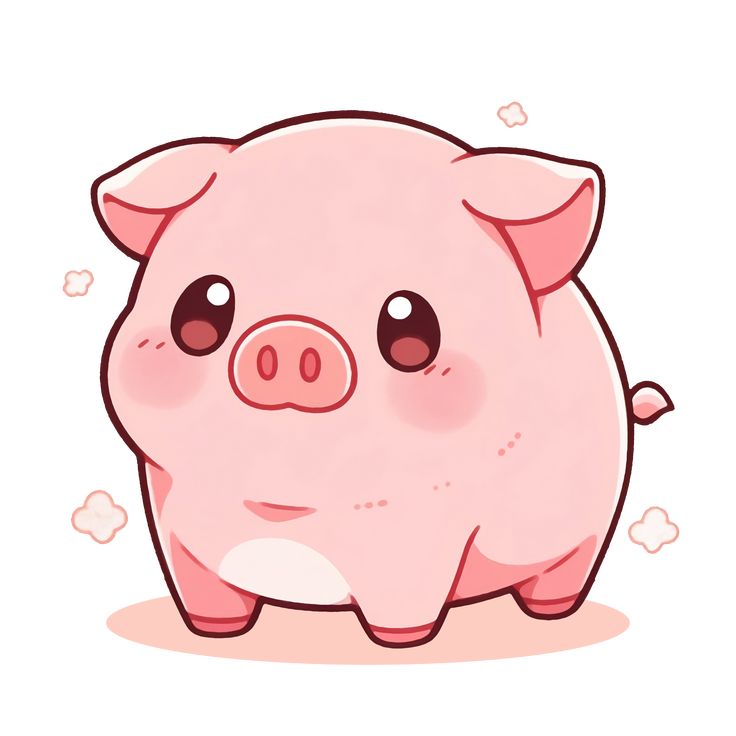 Cute Kawaii Pink Baby Pig Piglet sticker. Cute Piglets Cartoon, Cute Pink Animals Drawing, Pig Kawaii Drawing, Cute Pigs Cartoon, Cute Pigs Wallpaper, Cute Pig Drawing Cartoon, Cute Pictures For Sticker Making, Cute Puppies Cartoon, Pink Animal Drawing