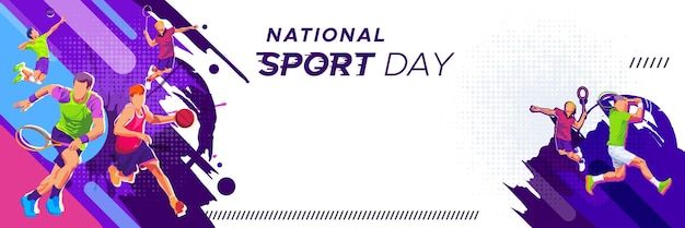 the national sport day banner is displayed with people playing tennis and holding rackets in their hands