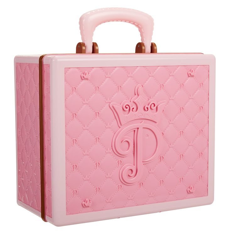 a pink suitcase with the letter p on it