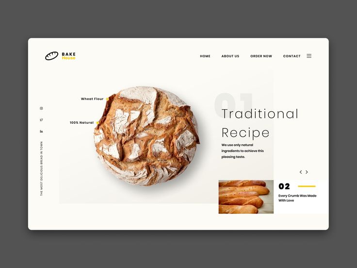 the website is designed to look like it has bread on it and an image of a loaf