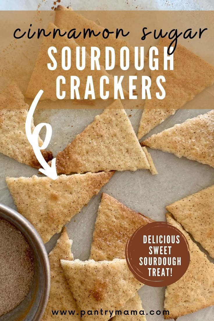 cinnamon sugar sourdough crackers on a baking sheet