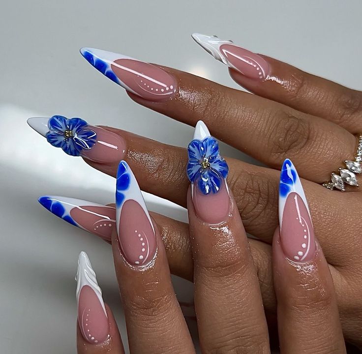 Nail Collection, Nail Blue, Colored Acrylic, Summery Nails, Girly Acrylic Nails, Classy Acrylic Nails, Board Inspiration, Almond Nail, Vacation Nails