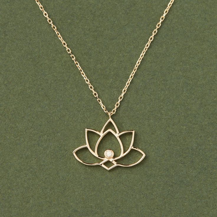 Diamond Lotus Flower Necklace, 14k Solid Gold Yoga Pendant , Dainty Summer Jewelry Chakra Lovers Gift, Diamond Lotus Flower Charm Mother's Day Gift in 14k Solid Yellow, White or Rose Gold If you're looking to purchase only the pendant option, we will include a jump ring at the top of the pendant. This jump ring is compatible with chains that have a width of less than 3mm/0.12 inch. If you require any additional customization for your chain, please don't hesitate to contact us. We're always happy to help. 14K SOLID GOLD is crafted through a meticulous process where gold is melded with other precious metals, forming a blend that results in a piece that radiates with the pure golden hue, a hallmark of its quality and durability. Accompanying this premium material, we offer the exquisite addit 14k Gold Birth Flower Jewelry, 14k Gold Birth Flower Fine Jewelry, Fine Jewelry With Birth Flower In 14k Gold, Minimalist 14k Gold Flower-shaped Jewelry, Minimalist 14k Gold Jewelry With Flower Shape, Minimalist 14k Gold Flower Shaped Jewelry, 14k Gold Flower Pendant Jewelry Gift For Mom, Elegant Yellow Gold Birth Flower Necklaces, Elegant White Gold Jewelry With Birth Flower