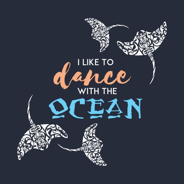 the quote i like to dance with the ocean written in white on a blue background