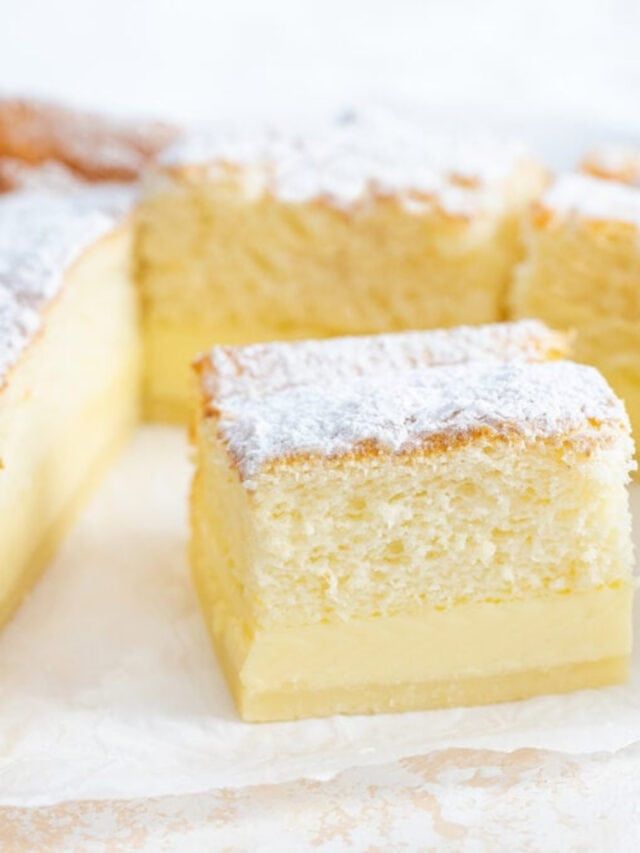 several pieces of cake sitting on top of white paper