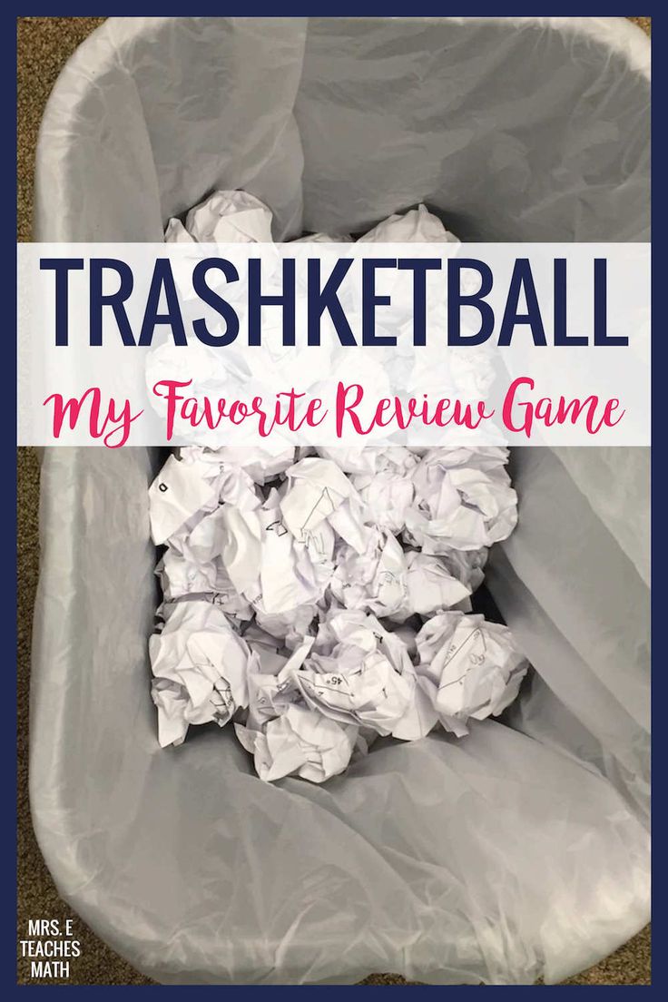 the cover of trashketball my favorite review game, with crumpled paper in a plastic bag