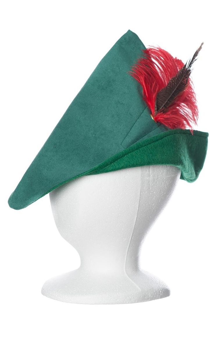 Child's woodsman hat in green with red feather Knight Costumes, Robin Hood Hat, Peter Pan Costume, Crown For Kids, Pheasant Feather, Hood Hat, Knight Costume, Kids Dress Up, Pheasant Feathers