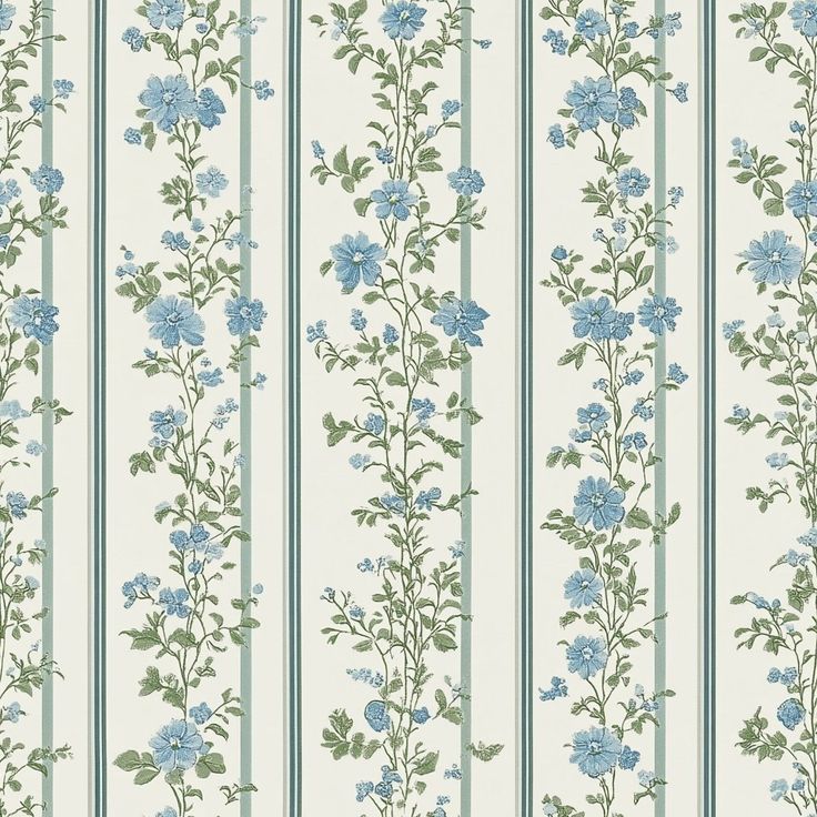 Evie Wallpaper - Painted Paper Timeless Cottage, Green Vines, Bedroom Updates, Blue Florals, Calming Atmosphere, Pattern Repeat, Traditional Interior, Painted Paper, Vertical Stripes