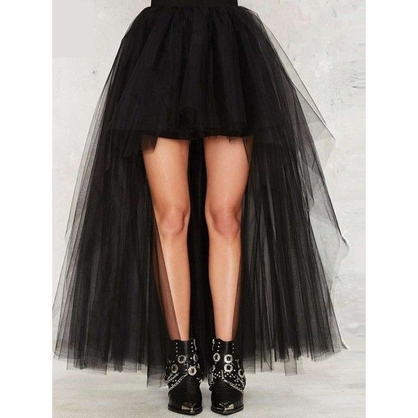 Black Hi-Lo Tulle Pompon Skirt ($14) ❤ liked on Polyvore featuring skirts, short in front long in back skirt, dip hem skirt, mullet skirts, short front long back skirt and tulle skirts #fairytulleskirtsdiy Tulle Bustle Skirt, Steampunk Skirts, Plus Size Steampunk, Tutu En Tulle, Womens Tulle Skirt, Tule Rok, Steampunk Skirt, Long Tutu, Tutu Ballet