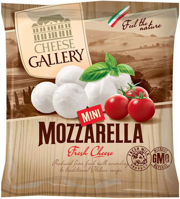 a bag of mozzarella with tomatoes and basil