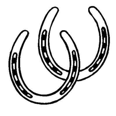 two black and white horseshoes are shown in this outline art drawing, it's easy to draw