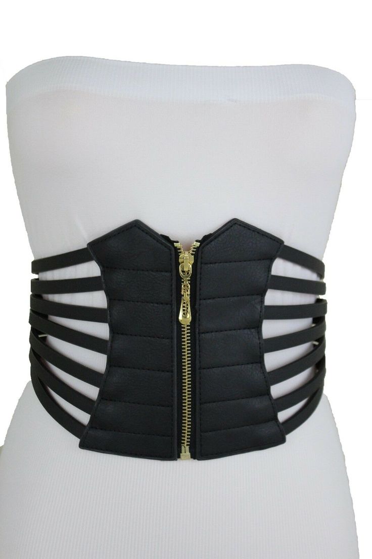 Trendy Fashion Unique, Chic Jewelry Accessory Belt - Gold Metal Zipper Style : Fashion / Hot Fancy / Elegant Dressy / Waist / Hip / High Waist / Popular / Premium Material: Faux Leather And Stretch Waistband Fabric + Metal ZipperColor : Black Adjustable Can Fit Size Small Belt Width : About 6 3/4" WidthOccasion: Party, Prom, Wedding, Bridal, Office, Cocktail, Gift, Christmas, This Is A Very Beautiful Fashionable Luxury Divas Belt.Chic And Unique That Can Add A Lot For Any OutfitGreat Christmas A Paracord Belt, Belt Ideas, Womens Belts, Leather Corset Belt, Fashion Corset, Zara Accessories, Small Belt, Corset Fashion, Corset Belt