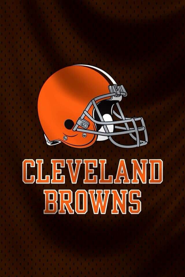 the cleveland browns logo on an orange jersey with brown polka doting and white football helmet