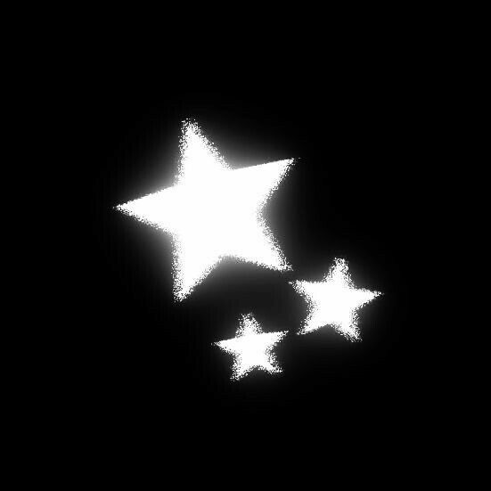 three white stars on a black background