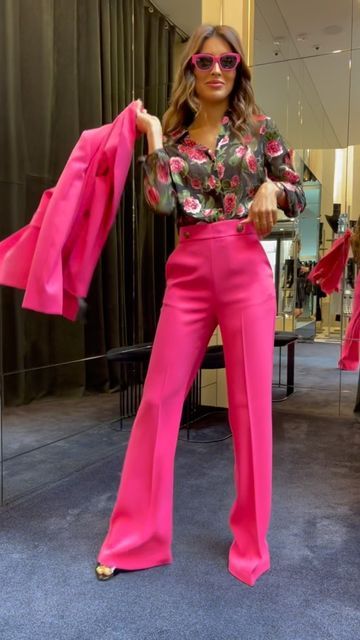 Hot Pink Professional Outfit, Fushia Blouse Outfit, Fuschia Trousers Outfit, Hot Pink Dress Pants Outfit, Fucsia Outfit Combination, Fushia Pants Outfit, Fushia Blazer Outfit, Fushia Top Outfit, Fuschia Pants Outfit