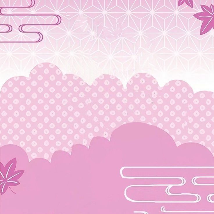 an abstract pink background with flowers and clouds