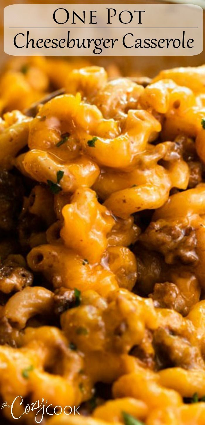 one pot cheeseburger casserole is an easy and delicious side dish recipe