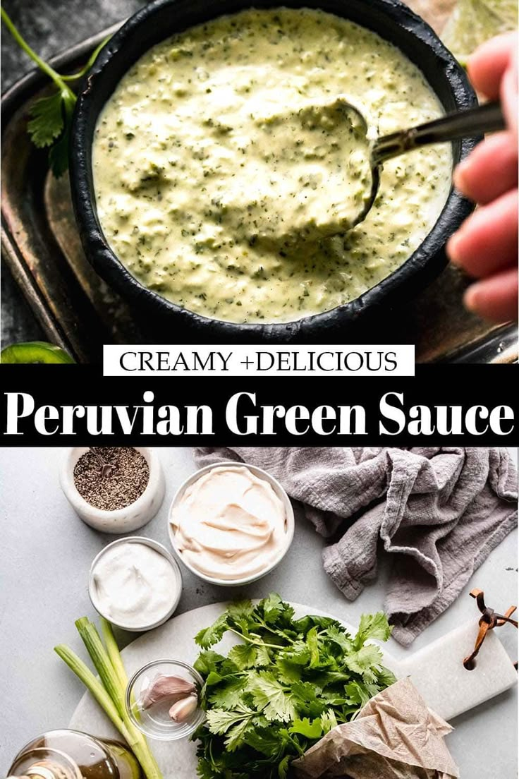 creamy and delicious peruvian green sauce made with fresh ingredients