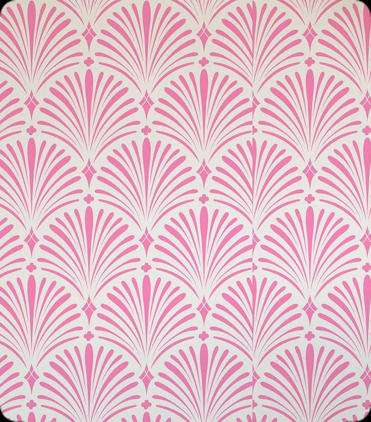 a pink and white wallpaper with an intricate design on the back half of it