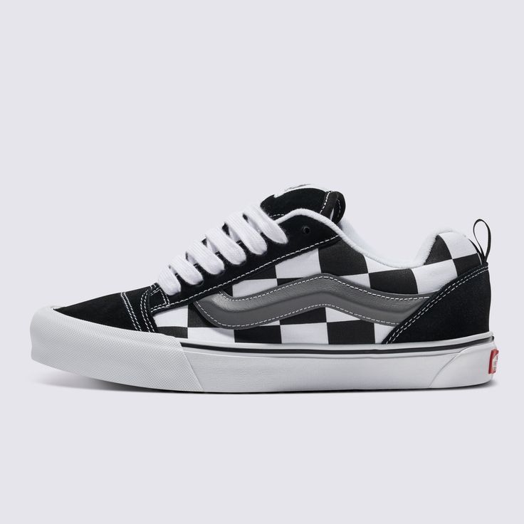 A Puffy 90s Style Inspired by the Past, But Built for TodayThe Knu Skool is a modern interpretation of a classic 90s style, defined by its puffed up tongue and 3D-molded Sidestripe, and tied off with oversized, chunky laces. With its in-your-face profile, mega checkerboard print, and dramatic style details, the Knu Skool plays off of the original Old Skool while blending an icon of the past with today’s trends. Reissued 90s low top shoe Sturdy suede and canvas uppers Oversized checkerboard print Puffy tongue and ankle collar Puffy 3D molded Sidestripe™ Heel pulls for ease of entry Signature rubber waffle outsoles | Vans Knu Skool Shoes (Mega Check Black) - 11.0 Men/12.5 Women Trendy Cheap Skate Shoes With Vulcanized Sole, Cheap Skate Shoes With Round Toe, Cheap Women's Skate Shoes For Streetwear, Cheap Black Skateboarding Sneakers, Cheap Black Synthetic Skate Shoes, Cheap Non-slip Synthetic Skate Shoes, Cheap Skate Shoes With Rubber Sole, Affordable Sporty Slip-on Skate Shoes, Cheap Sporty Slip-on Skate Shoes