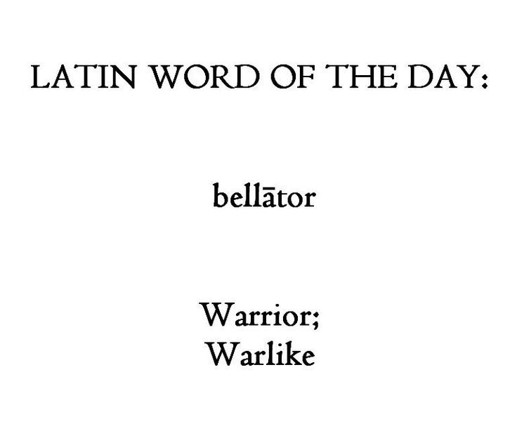 the words latin word of the day below it are black and white text on a white background