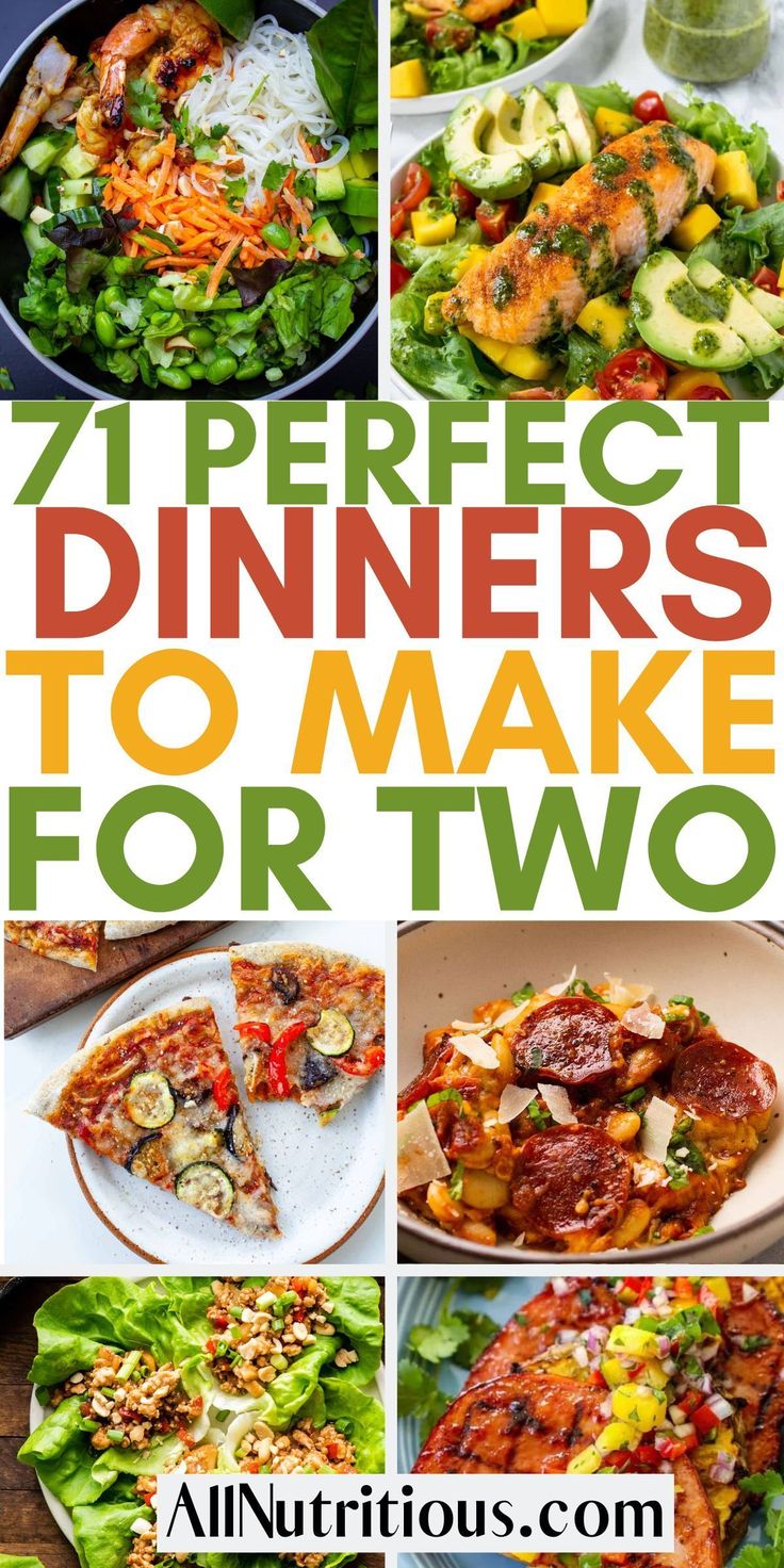 a collage of different pictures with the words perfect dinners to make for two