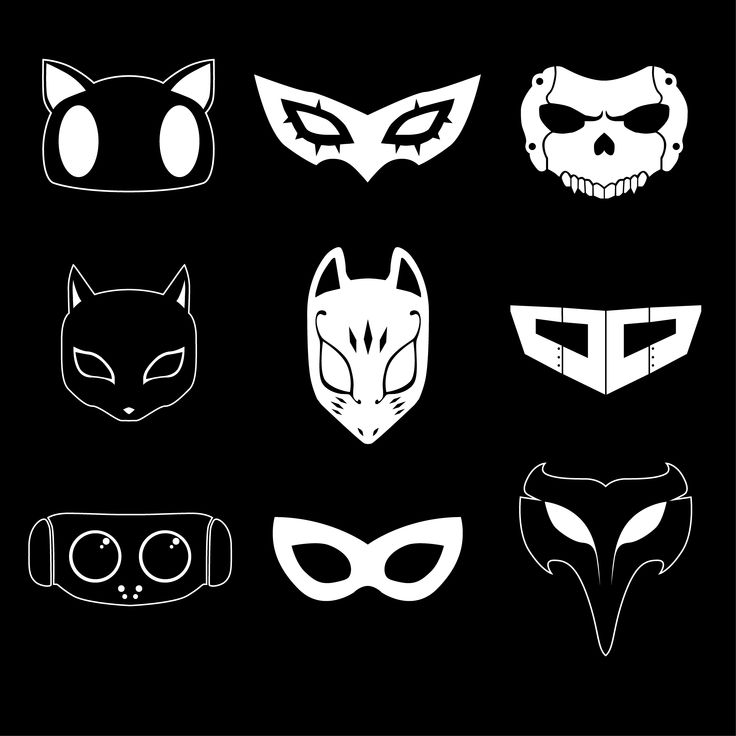 six masks with different designs on them