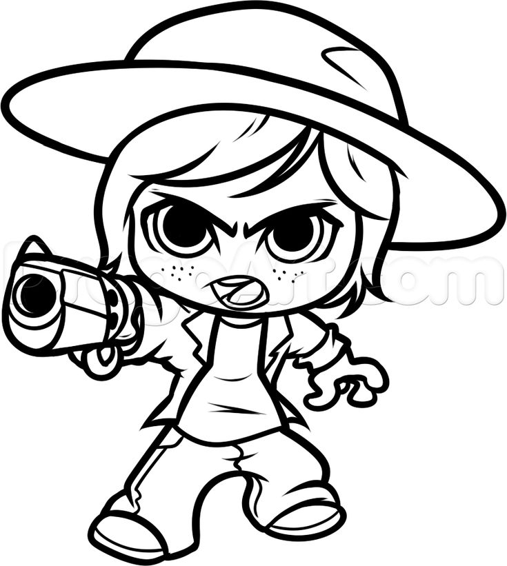 chibi carl | Chibi Carl from the Walking Dead, Step by Step, Chibis, Draw Chibi ... Twd Drawings Easy, Walking Dead Drawings, Twd Fanart, Twd Art, Bendy Art, Carl The Walking Dead, Zombie Cartoon, Draw Chibi, Mystery Bags