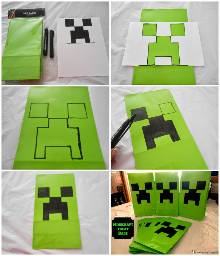 four pictures of different types of paper cut out to look like minecraft creeper