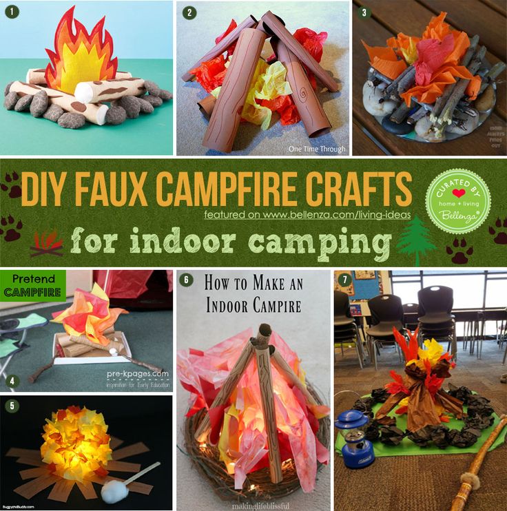 diy faux campfire crafts for indoor camping