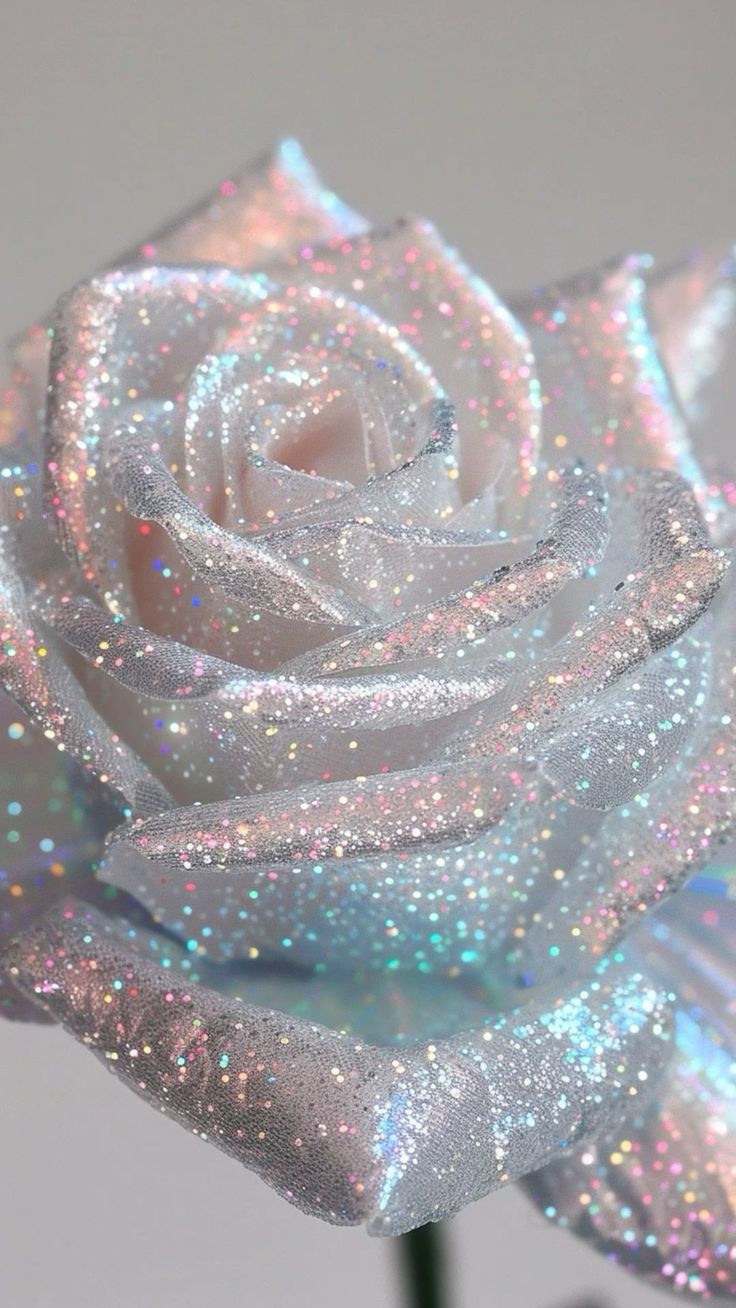 a white rose with some glitter on it