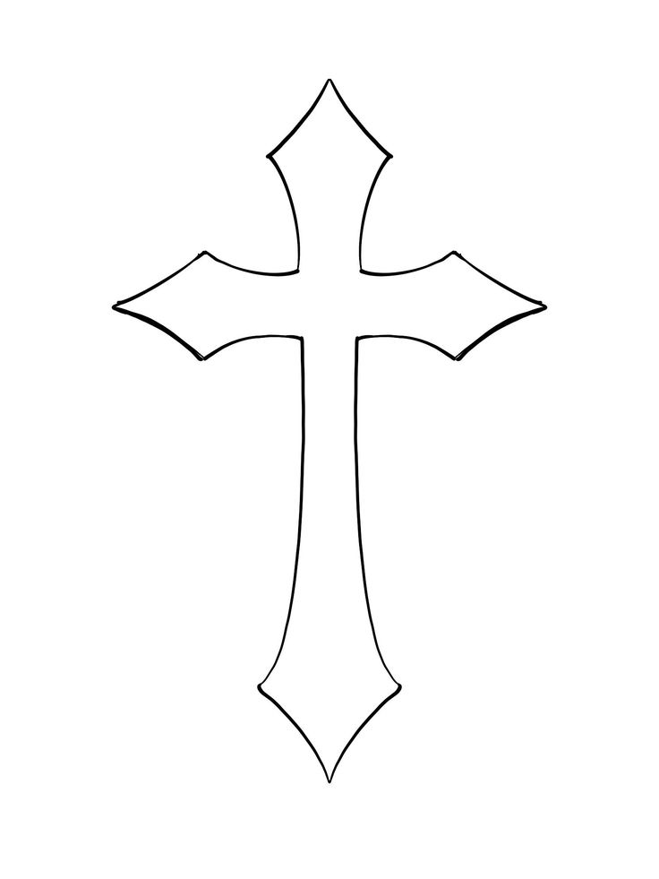 a cross that is drawn in black and white