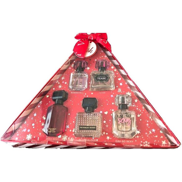 Victoria's Secret Triangle with 5 small bottles perfume sealed NIB. Holiday Boutique, Mini Perfume, Gift Sets For Her, Victoria Secret Perfume, Christmas Pink, Holiday Gift Sets, Perfume Gift Sets, Holiday Ready, Small Bottles