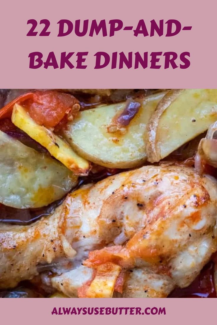 baked dump and bake dinner with text overlay