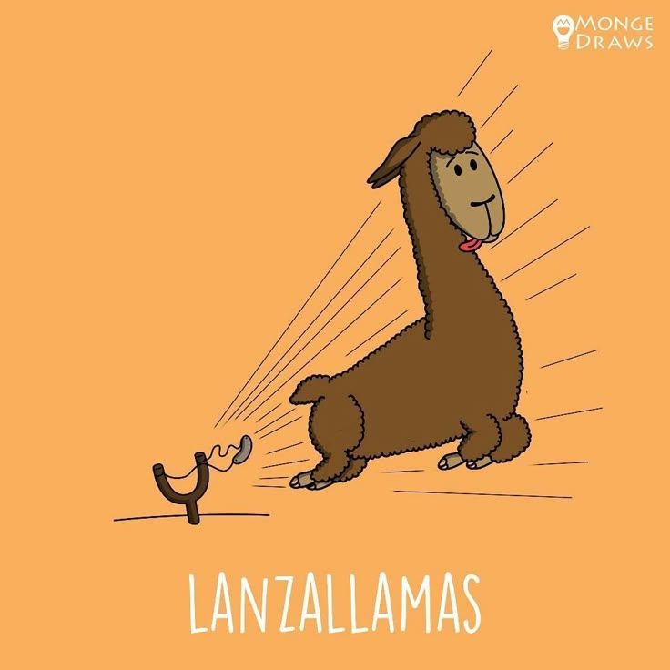 an image of a cartoon llama chasing a cat