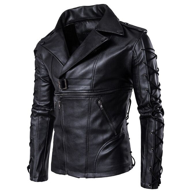 Leather Winter Outfits Biker Look, Gothic Jackets, Faux Leather Motorcycle Jacket, Biker Coat, Leather Outerwear, Pu Leather Jacket, Style Rock, Men's Leather Jacket, Motorcycle Leather