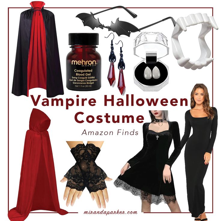 an image of halloween costumes for women with text overlay that reads, vampire halloween costume amazon finds