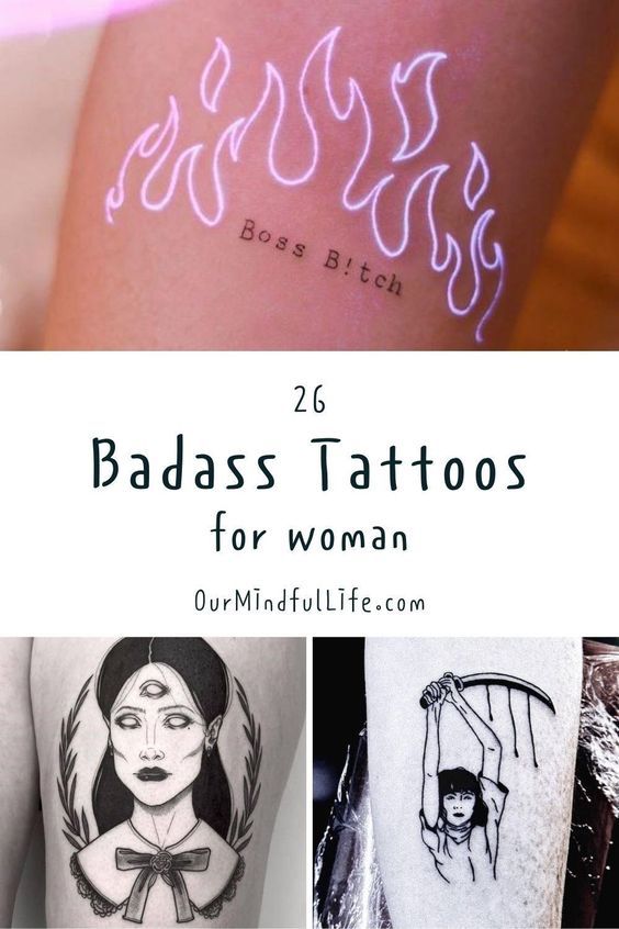 Cool Tats For Woman, Tattoos Strong Women, Over Coming Tattoos, Impulsive Tattoo Ideas, Mean Tattoo Ideas, Savage Daughter Tattoo, Empower Tattoo For Women, Girl Boss Tattoo Ideas, Empowered Women Tattoos