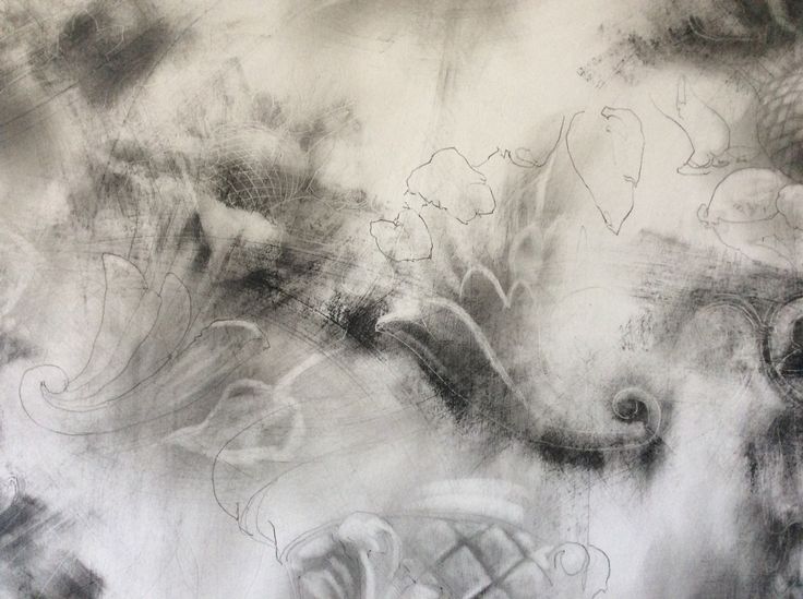 black and white photograph of an abstract painting