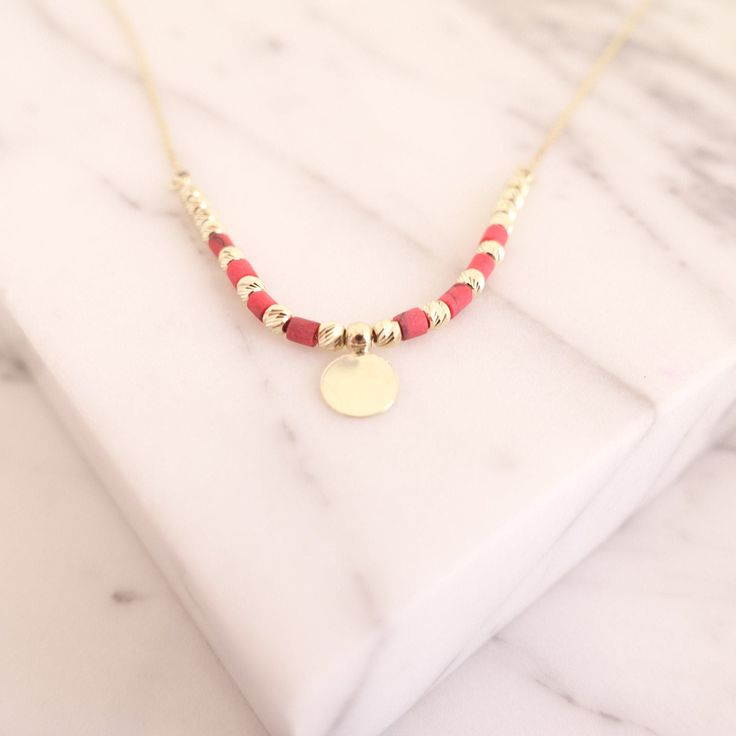 Red Coral Beaded Necklace, jewelry Coin Shaped 14k Gold in the Center, jewelry Real Coral Natural Stone and Gold Beads with Gold Chain ∙ P R O D U C T I O N ∙ ‣ All of our products are handmade and made to order ‣ All of our items are 14K real gold. We do not carry any gold filled, gold plated, or gold vermeil items. Also there are no other metals used so all items are hypoallergenic. ‣ Raw materials are coming from historical gold and jewelry market of Istanbul Grand Bazaar. The Grand Bazaar (K Gold Rondelle Beaded Necklace For Gift, Gold Beaded Round Pendant Jewelry, Yellow Gold Beaded Necklaces With Colorful Beads, Beaded 14k Gold Filled Necklace With Round Beads, Beaded 14k Gold Filled Round Necklaces, 14k Gold Filled Beaded Necklaces With Round Beads, Gift Jewelry With Spacer Beads In 14k Gold, 14k Gold-filled Jewelry With Beaded Chain And Round Beads, 14k Gold Filled Beaded Necklace With Round Beads