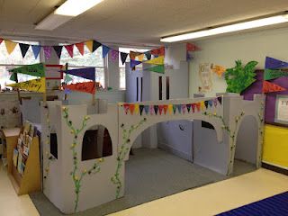 an indoor play area in a school with lots of toys and decorations on the walls