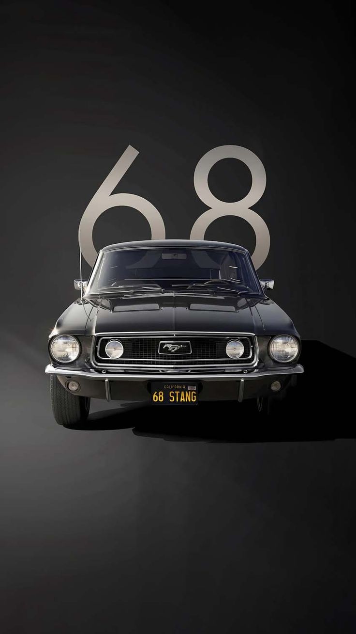 an old car with the number sixty8 on it's hood is shown in front of a black background