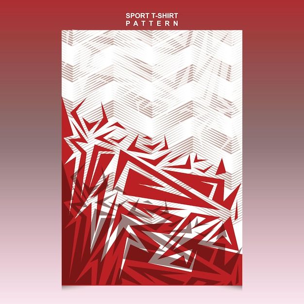 an abstract red and white poster with the words sport fabric on it's side