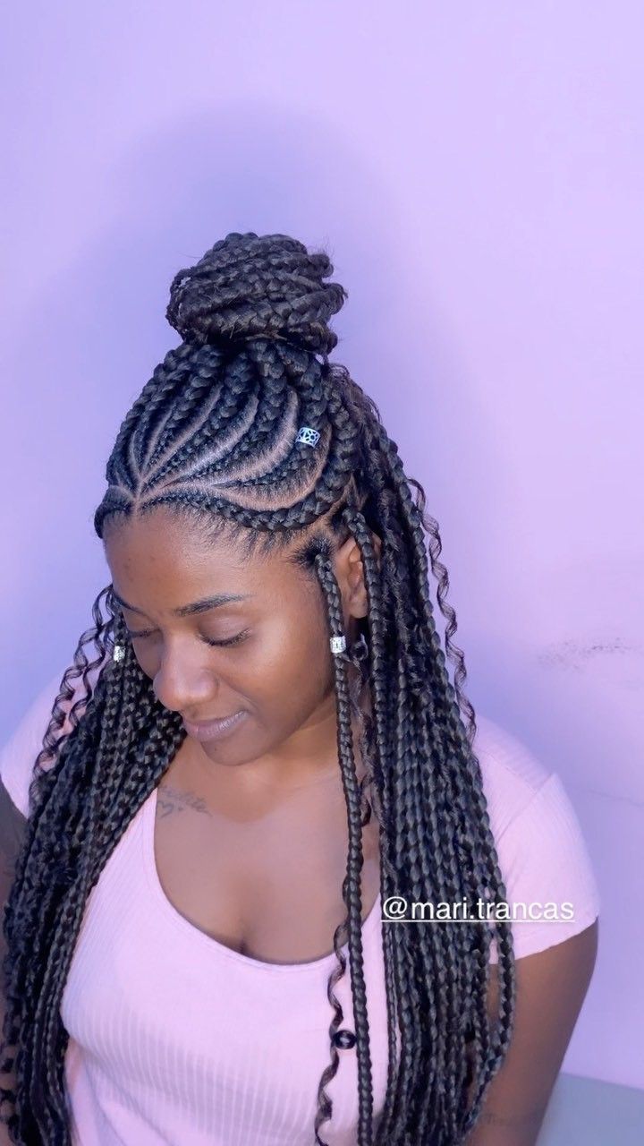 Ghana Weaving Braids Hairstyles, Large Tribals With Knotless Braids, Jumbo Fulani Braids, Gana Braids, Protective Styles For Natural Hair Short, Braided Mohawk Hairstyles, Protective Style Braids, Afro Braids, Different Braids