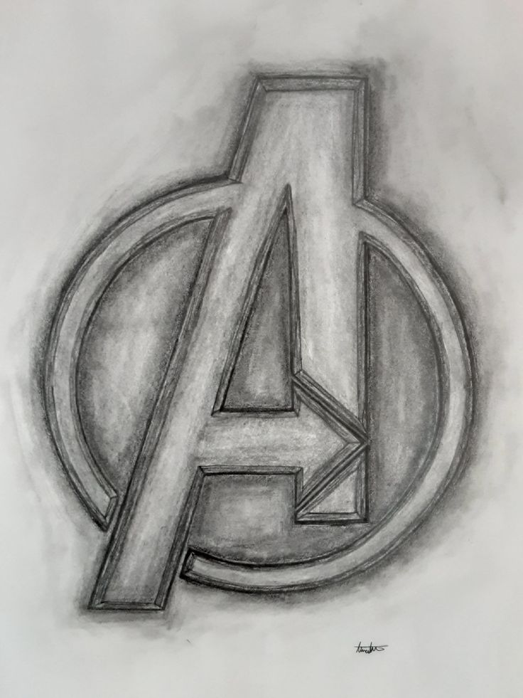 the avengers logo drawn in pencil