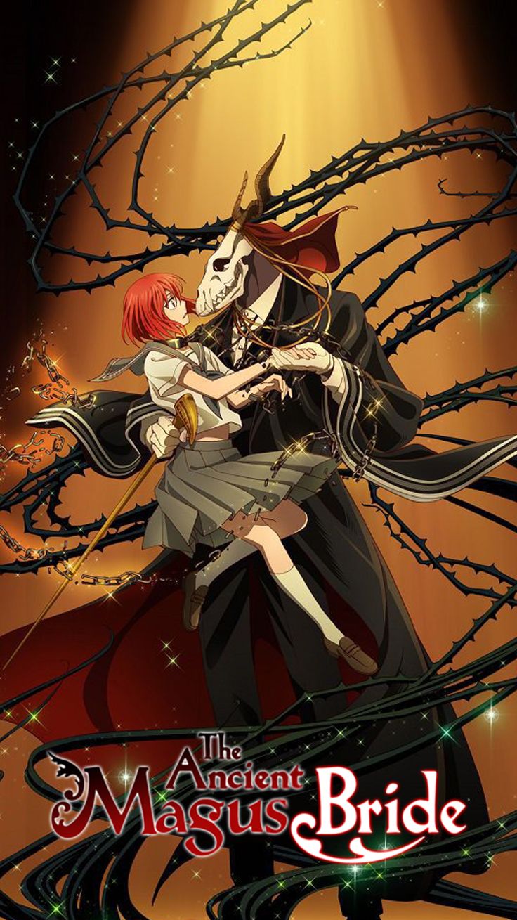 an anime movie poster with two people hugging each other and the text, the ancient magus bride