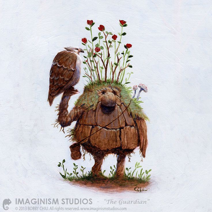 an animal with flowers on it's head and two birds perched on its back