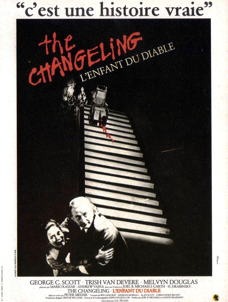 a movie poster for the changeling starring two men climbing stairs with one man on his knees