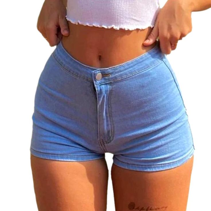 Introducing the 2023 Summer Collection's Stretchy Tight Women's Denim Shorts perfect for comfortable style with a one-color flair!Why You Should Choose These ShortsThese shorts are textured to offer the best of both worlds the timeless charm of denim. and the latest fashion styles of 2023. With a elevated-waisted cut and a zipper & button closure. these shorts are not only stylish. but also relaxed and durable.Distinctive Features: Modern Monochrome: These shorts feature a steady one-tone silhou Women Denim Shorts, Modern Monochrome, Comfortable Style, Jeans For Short Women, Cropped Denim Jacket, Womens Jeans, Denim Shorts Women, Cute Simple Outfits, Beach Shorts