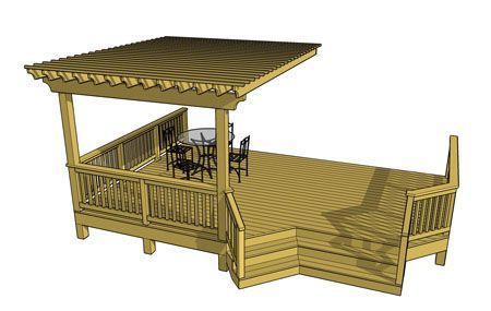 a wooden deck with an attached gazebo